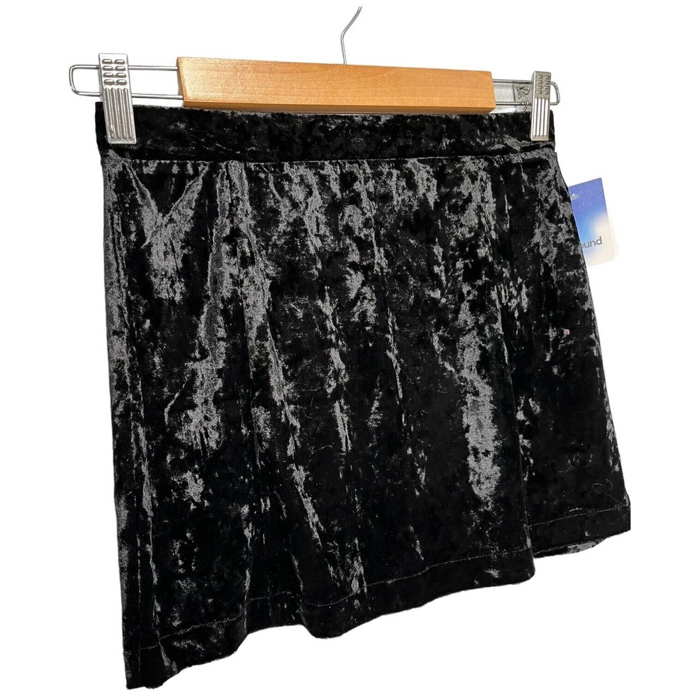 New Nordstrom Abound Crushed Velvet Velour Mini Retro 90s Y2K Skirt Black S - Picture 5 of 11
